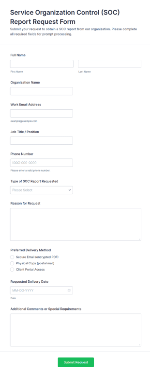 Service Organization Control Report Request Form Template