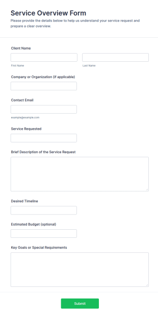Service Overview Form Template