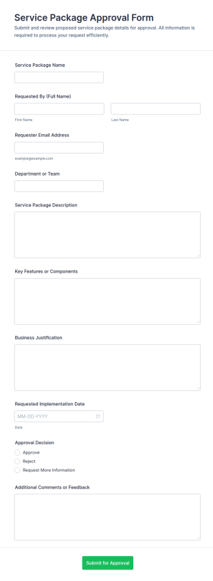 Service Package Approval Form Template