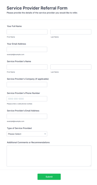 Service Provider Referral Form Template