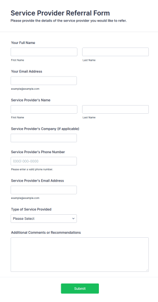 Service Provider Referral Form Template