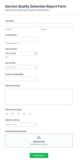 Service Quality Detection Report Form Template