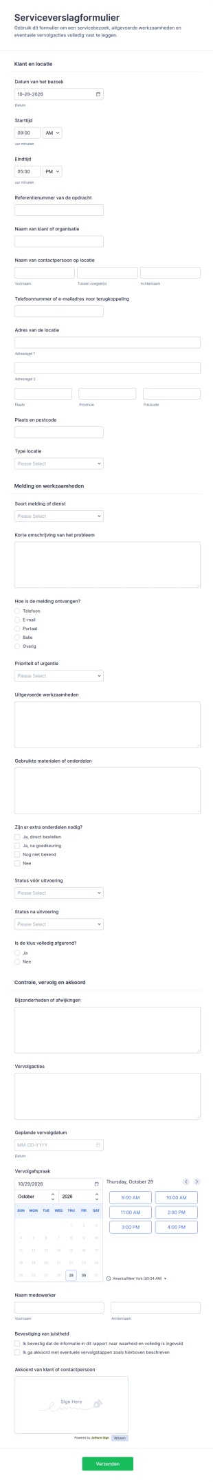 Service Rapportageformulier