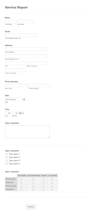 Service Report Rite Price Form Template
