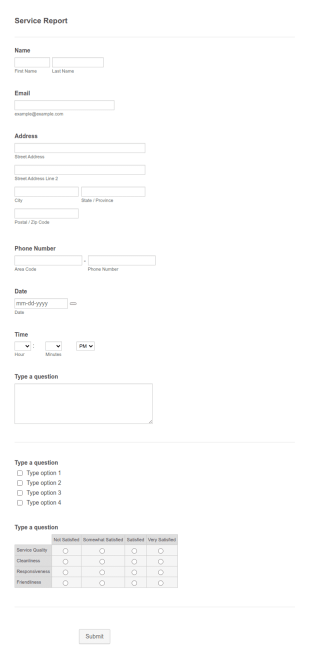 Service Report Rite Price Form Template