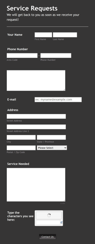 Service Request 01 Form Template