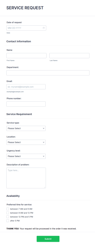 Service Request Form Template