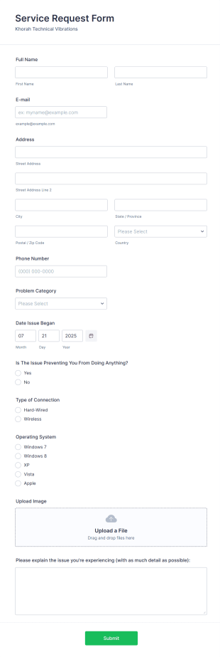 IT Support Request Form Template