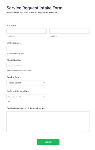 Service Request Intake Form Template