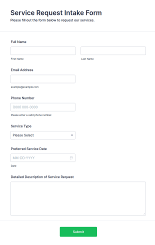 Service Request Intake Form Template