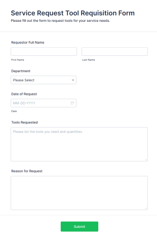 Service Request Tool Requisition Form Template