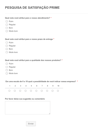 Service Satisfaction Survey In Portuguese