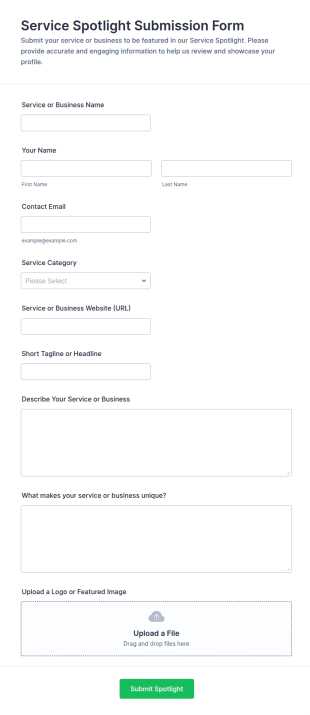 Service Spotlight Submission Form Template
