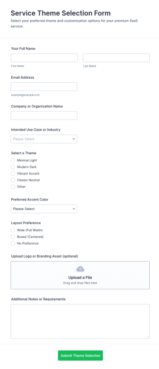 Service Theme Selection Form Template
