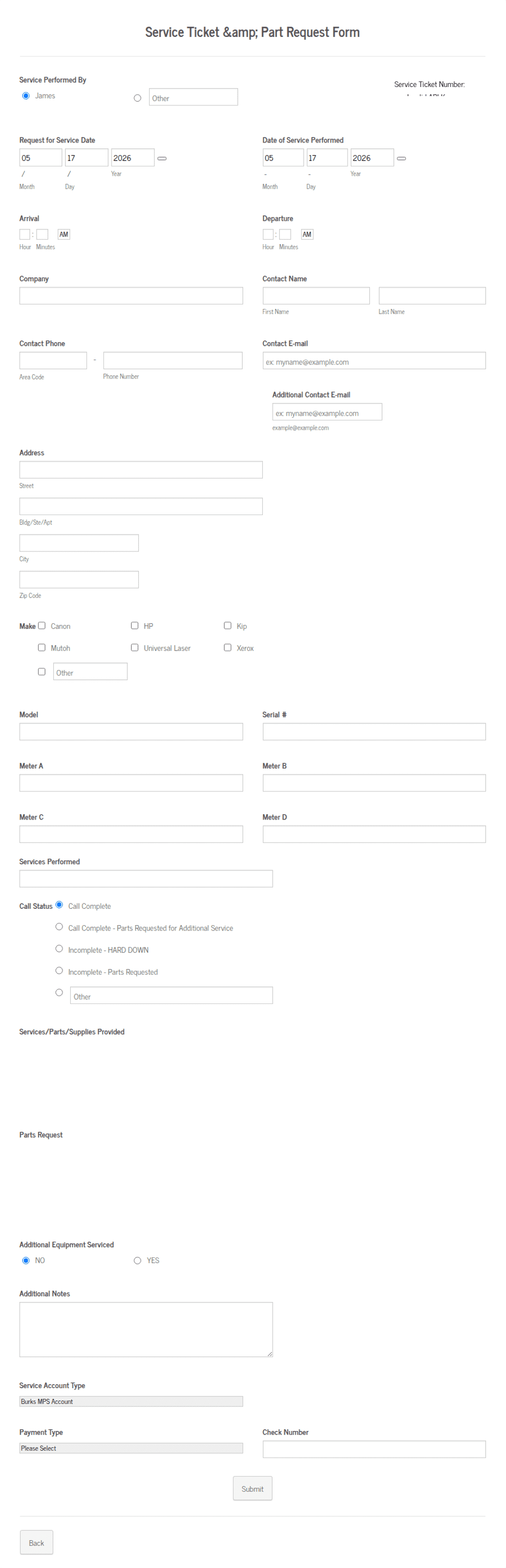 Sample Service Ticket Service Ticket Form Template | Jotform
