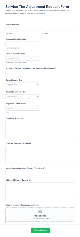 Service Tier Adjustment Request Form Template