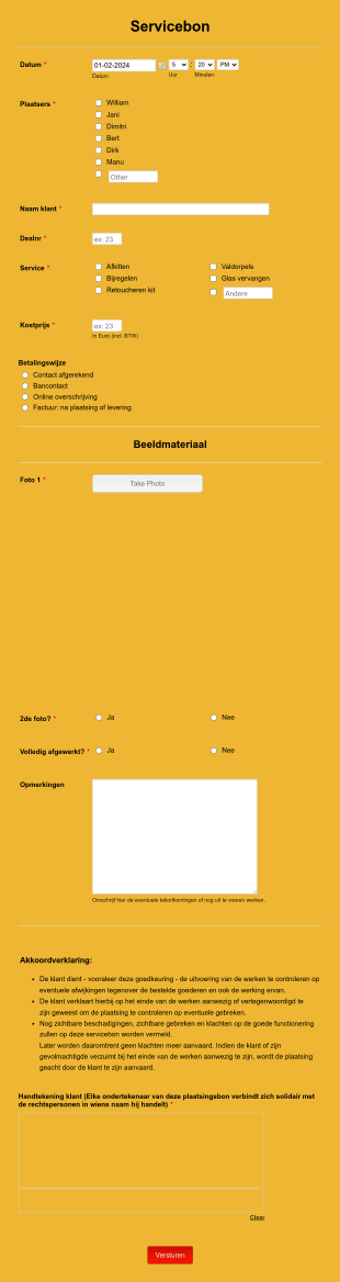 Formulier Servicebon Isolatie Form Template