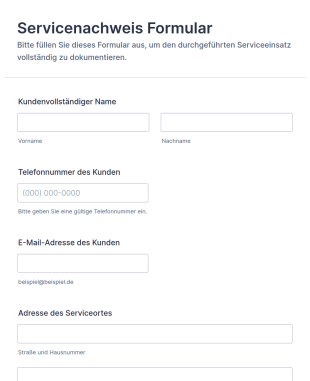 Servicenachweis Formular
