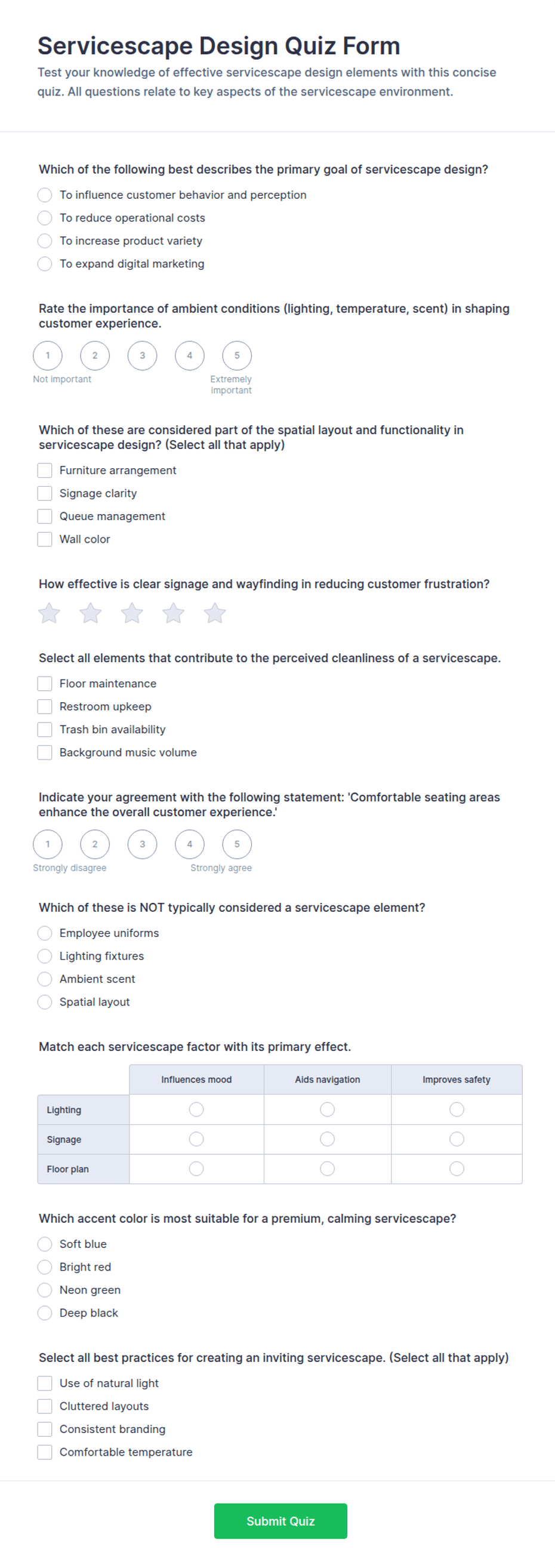 Servicescape Design Quiz Form Template | Jotform