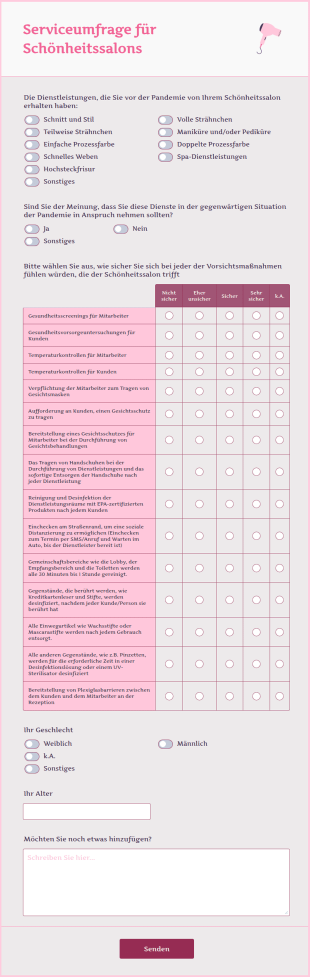 Serviceumfrage Für Schönheitssalons