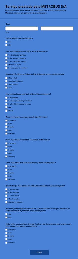 Serviço Prestado Pela METROBUS S/A