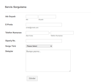 Servis Sorgulama Form Şablonu