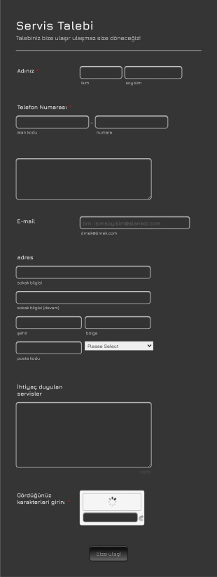 Servis Talebi Form Template
