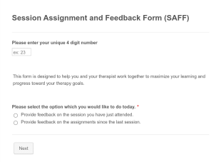 Session Assignment And Feedback Form (SAFF) Form Template