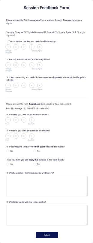 Session Feedback Form Template