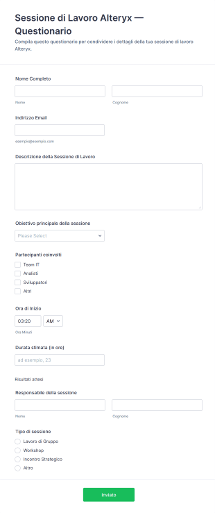 Sessione Di Lavoro Alteryx — Questionario