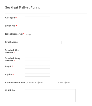 Sevkiyat Maliyet Form Template