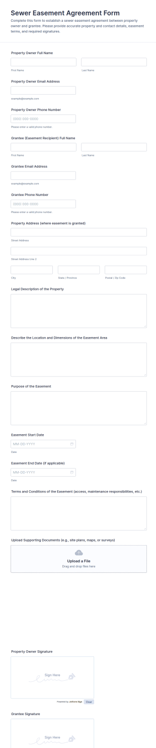 Sewer Easement Agreement Form Template