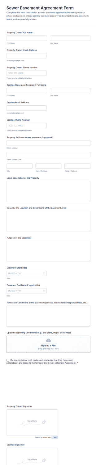 Sewer Easement Agreement Form Template