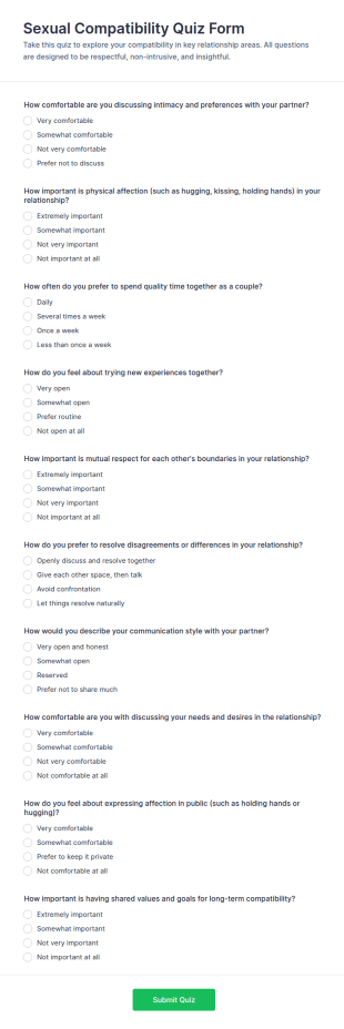 Sexual Compatibility Quiz Form Template