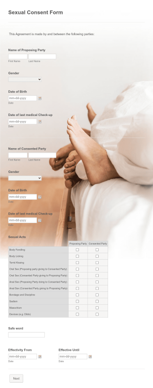 Sexual Consent Form Template