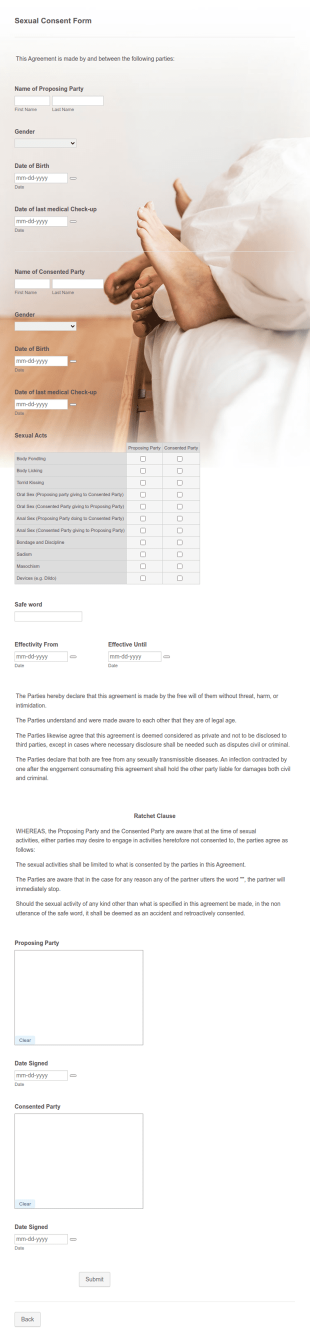 Sexual Consent Form Template