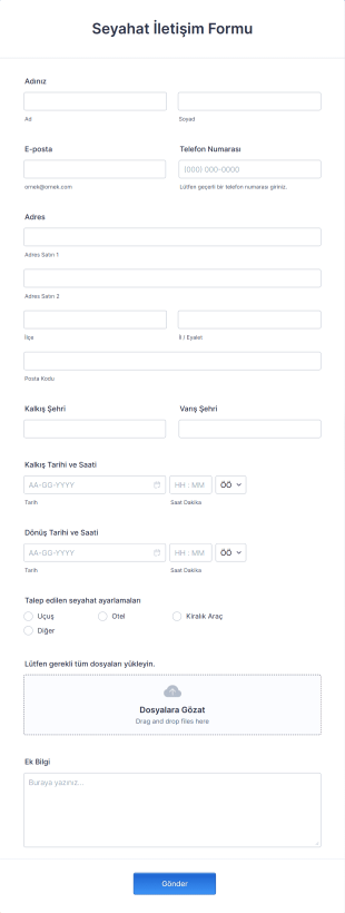 Seyahat İletişim Form Template