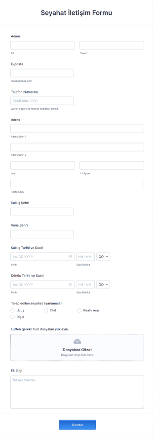 Seyahat İletişim Form Template