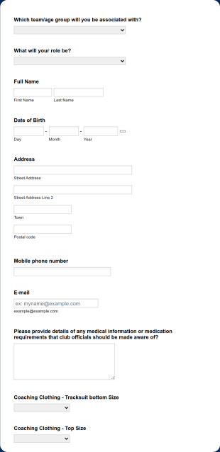 New Volunteer Registration Form Template