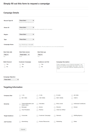 Campaign Request Form Template