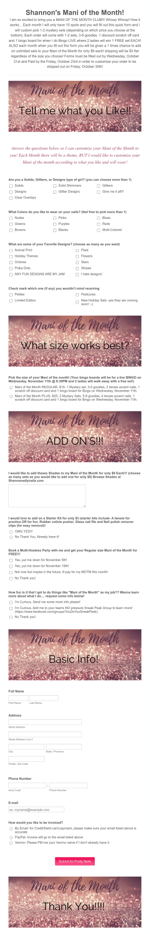 Shannon's Mani Of The Month! Form Template
