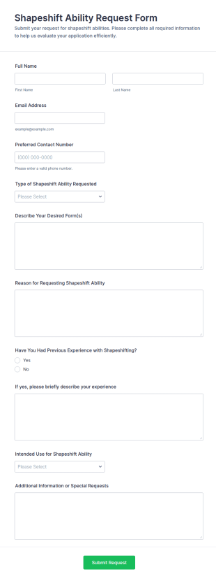 Shapeshift Ability Request Form Template