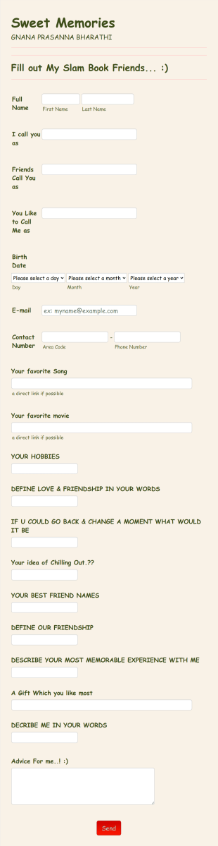 Sharath Reddy Slam Book Form Template