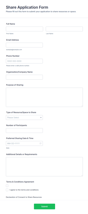 Share Application Form Template