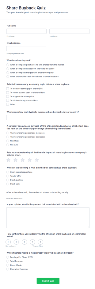 Share Buyback Quiz Form Template