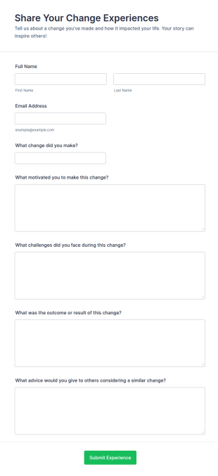 Share Your Change Experiences Form Template