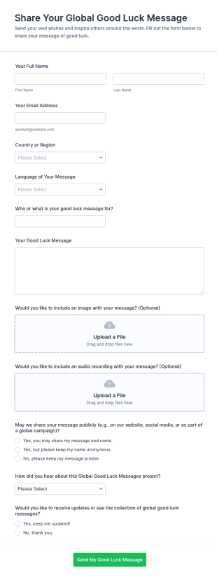 Global Good Luck Message Form Template