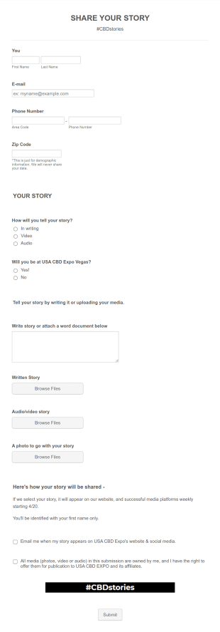 Share Your Story Form Template