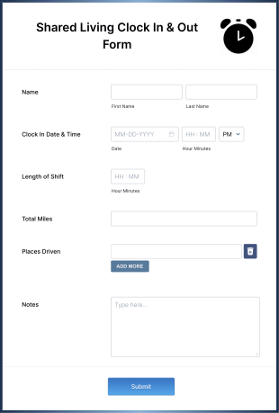 Shared Living Clock In And Out Form Template