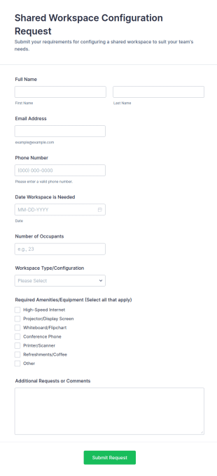 Shared Workspace Configuration Request Form Template